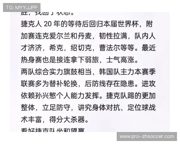 韩国对阵捷克世界杯比赛的战术布局与胜负概率详解